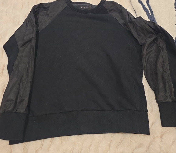 rag & bone Black Mixed Media Crewneck Sweater